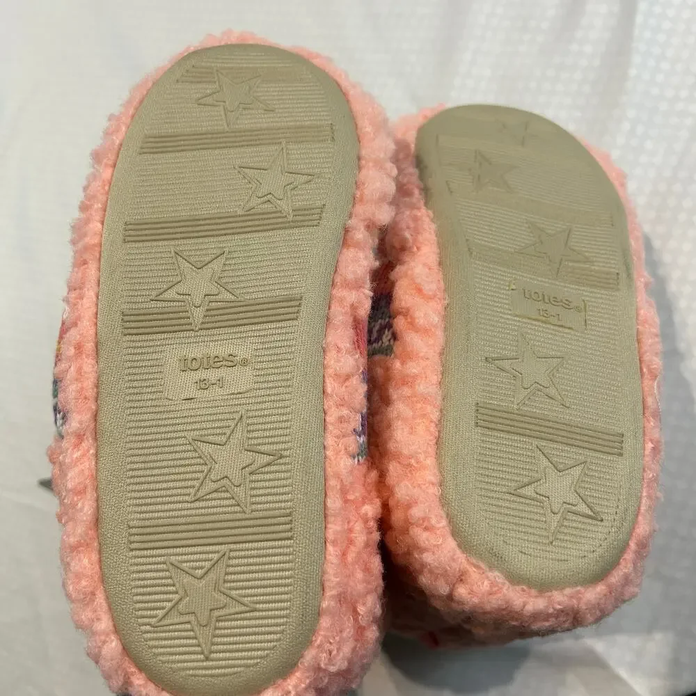 Totes Toasties Kids Llama Slippers New Size 13-1